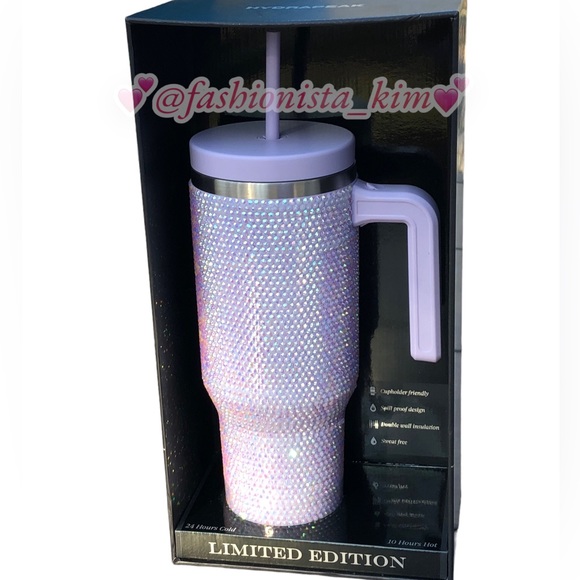Hydrapeak limited edition iridescent purple rhinestone tumbler 40 oz cup - Picture 3 of 4